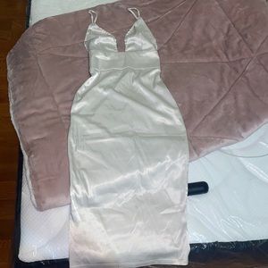 Long Sexy Nude Spaghetti Strap Dress